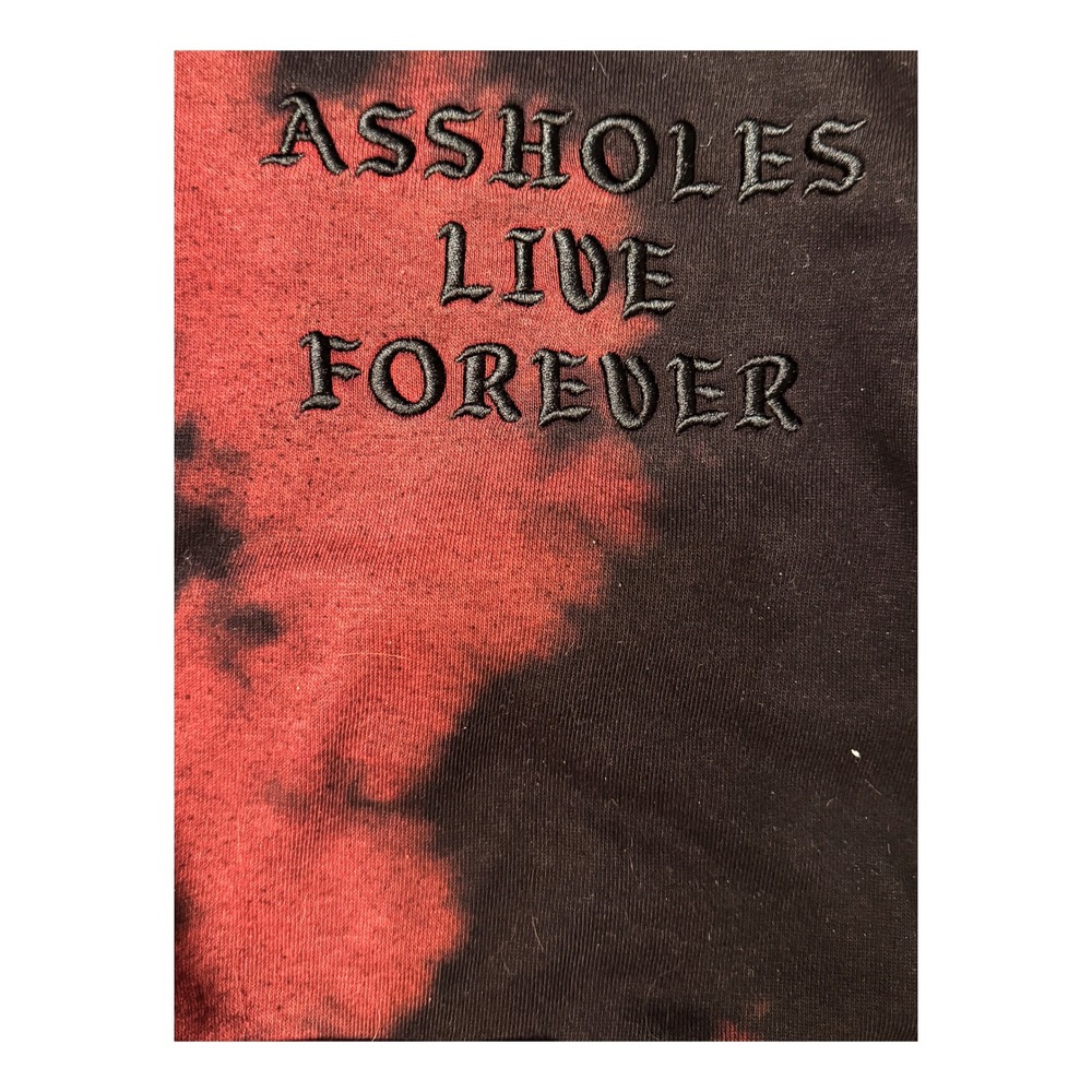 Assholes Live Forever Red Black Tie Dye Devil Horn Hoodie‎ Mens Small Streetwear - Picture 4 of 5